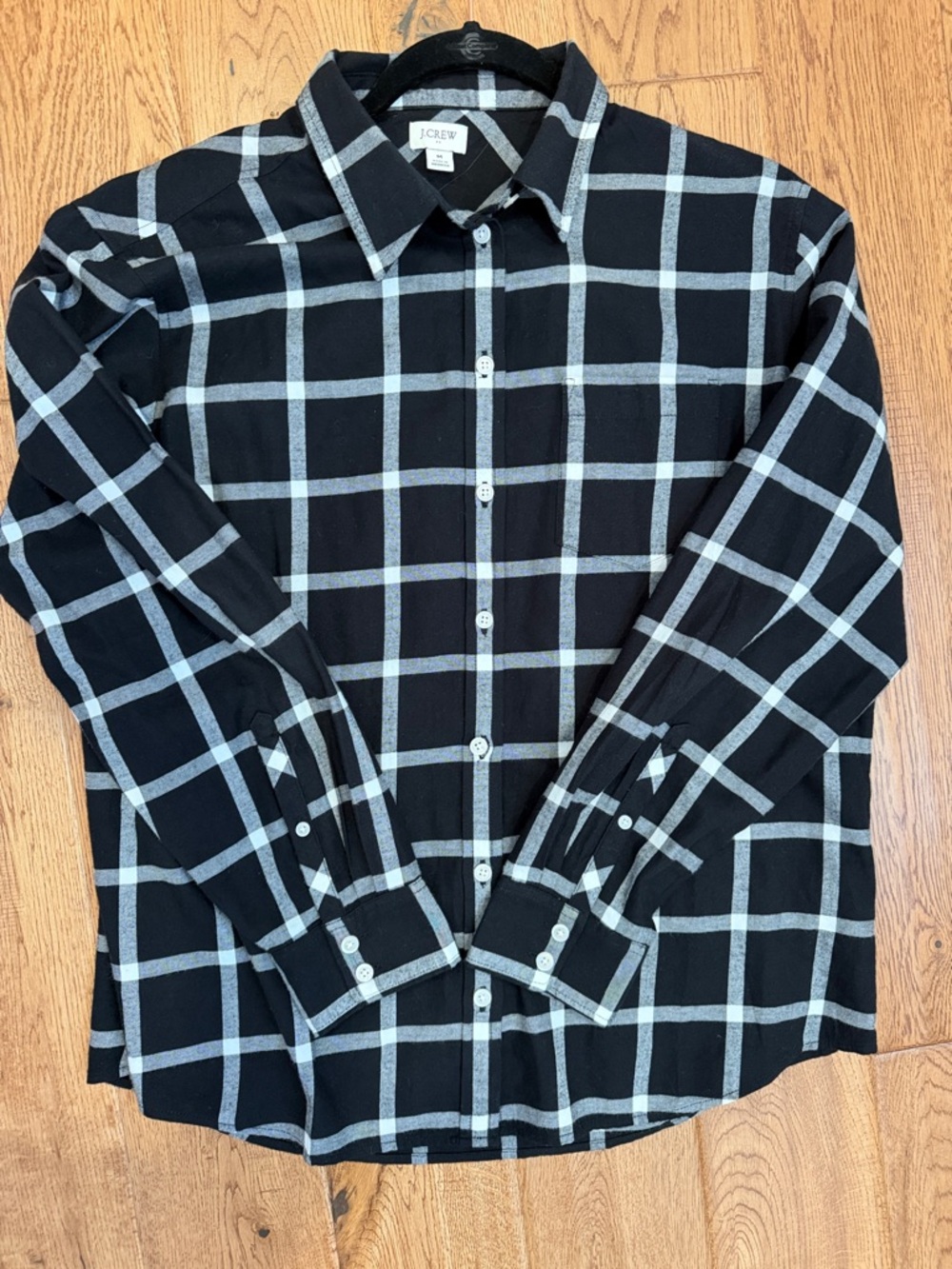 J. Crew Women’s Black & White Plaid Relaxed Shirt Size Medium